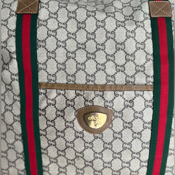 GUCCI Plus Monogram Weekender Travel Bag Web Duffle Bag Great Used Condition COA - Picture 10 of 15